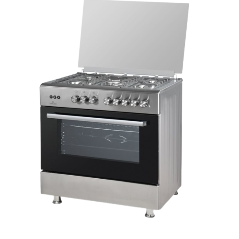 CUISINIERE RAYLAN 5F ELEGAN DESIGN GAS COOKER 55*80 OVEN FAN INOX MATT