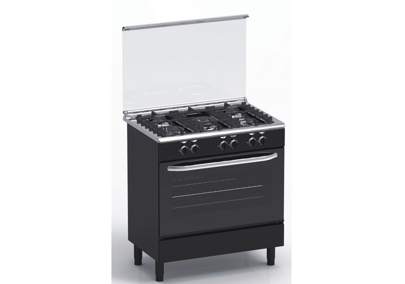 CUISINIERE RAYLAN 5F ELEGAN DESIGN GAS COOKER 55*80 OVEN FAN NOIR MATT